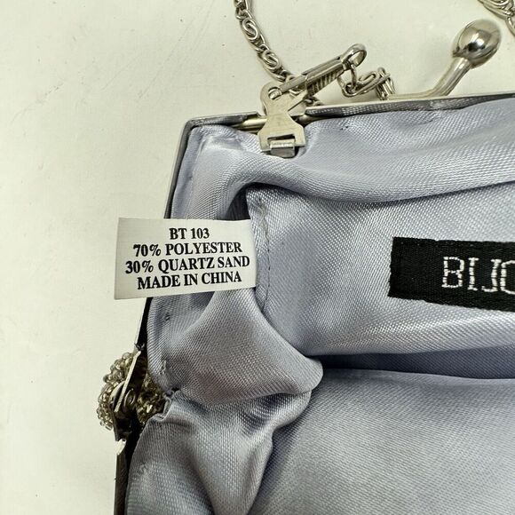 Bijoux Terner‎ Evening Clutch Silver Beaded Pattern Spider Web Shoulder Strap - Picture 6 of 10